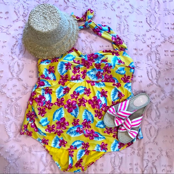 Target Family Collection Tropical Halter Swim Suit - Picture 1 of 9